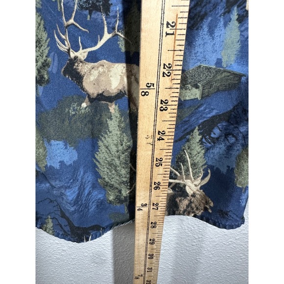 Cabelas Mens Elk Forest Landscape Button Up Shirt L G - Picture 4 of 6